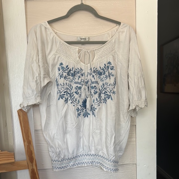 Dress Barn Tops - Dress Barn White Blouse with Embellished Front size L